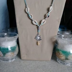 Puka Shell Necklace with a Fish Charm